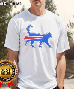 Official Cat Bills funny football team meme T-shirt featuring a playful cat design and vibrant colors.