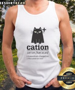 Official Cation A Pawsitively Charged Ion tank top for cat lovers featuring a cute cat design, perfect for casual wear.