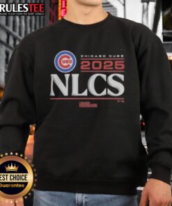 Alt Text: Official Chicago Cubs 2025 Division Series Winner locker room sweatshirt displayed on a hanger, showcasing team pride.