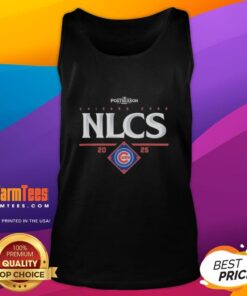 Official Chicago Cubs NLCS 2025 tank top featuring team logo and vibrant design for fans celebrating the National League Championship.