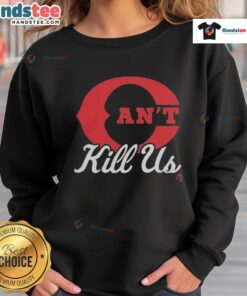 Official Cincinnati Reds Can't Kill Us Red C Logo Baseball Sweatshirt featuring vibrant red design and team logo.
