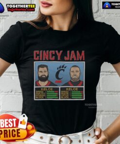 Official Cincy Jam Kelce and Kelce Ladies Tee featuring stylish design for fans of the Kelce brothers.