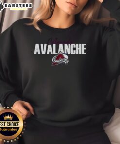 Alt Text: Official Colorado Avalanche Ice Hockey 1500th Anniversary logo on a stylish sweatshirt design.