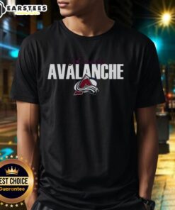 Official Colorado Avalanche Ice Hockey 1500th Anniversary Logo T-Shirt featuring bold team colors and commemorative design.