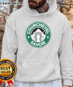 Official Courchevel Savoie X Starbucks logo parody hoodie in stylish design, perfect for cozy winter fashion.