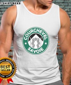 Official Courchevel Savoie X Starbucks logo parody tank top featuring a unique design and vibrant colors for summer fashion.