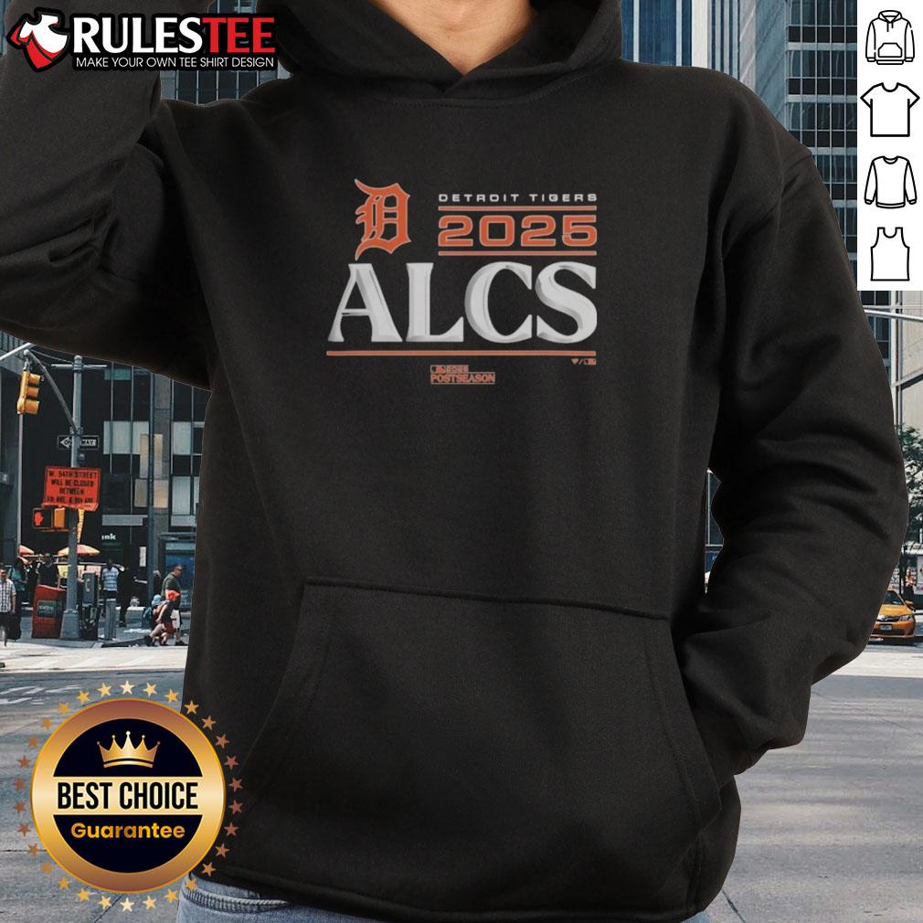 official-detroit-tigers-2025-division-series-winner-locker-room-hoodie Official Detroit Tigers 2025 Division Series Winner Locker Room Hoodie displayed on a hanger with team logo prominently featured.
