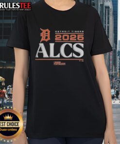 Alt Text: Official Detroit Tigers 2025 Division Series Winner locker room ladies tee featuring team logo and celebratory design.
