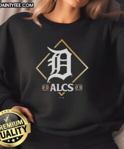 Official Detroit Tigers ALCS Bound 2025 sweatshirt featuring team logo and vibrant colors, perfect for fans.