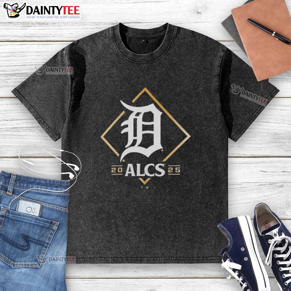 official-detroit-tigers-alcs-bound-2025-washed-t-shirt Official Detroit Tigers ALCS Bound 2025 washed t-shirt in navy blue with team logo, perfect for fans.