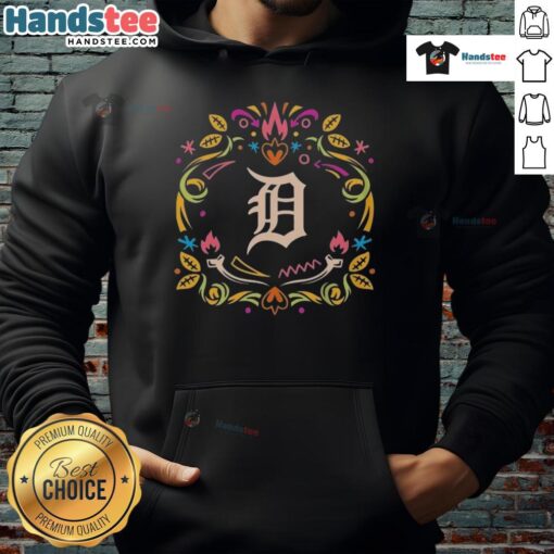 Official Detroit Tigers Dia de los Muertos MLB Celebration Hoodie featuring vibrant designs and team logo.