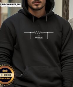Official Engineer Resistor Is Futile Hoodie in black, featuring a stylish design for tech enthusiasts and engineers.