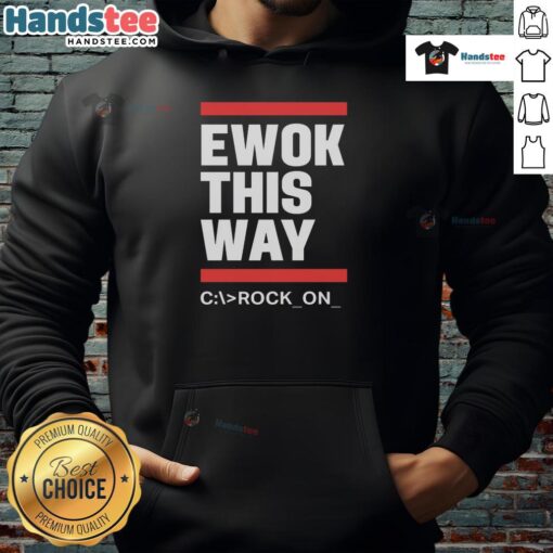 Official Ewok This Way Rock On Hoodie featuring vibrant graphics and cozy design, perfect for Star Wars fans.