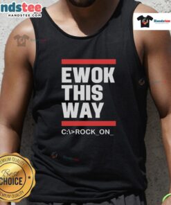 Official Ewok This Way Rock On Tank Top featuring a fun Ewok graphic, perfect for Star Wars fans and casual wear.