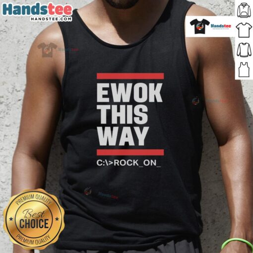 Official Ewok This Way Rock On Tank Top featuring a fun Ewok graphic, perfect for Star Wars fans and casual wear.