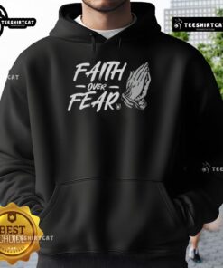 Alt Text: Official Faith Over Fear Hand Hoodie in black, showcasing a motivational design perfect for casual wear.