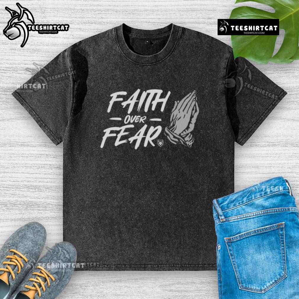 Official Faith Over Fear Hand Washed T Shirt Official Faith Over Fear Hand Washed T-Shirt in vibrant colors, promoting a message of hope and resilience.