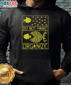 Official Fish Do Not Panic Organize Hoodie in vibrant colors, perfect for casual wear and ocean enthusiasts.