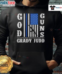 Official God Guns Grady Judd Fan Club hoodie in black, featuring logo and bold text, perfect for fans of law enforcement.