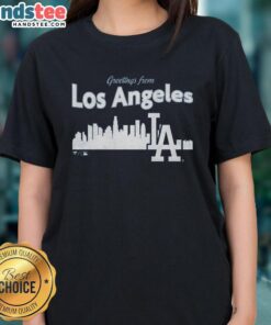 Alt Text: Official Los Angeles Dodgers ladies tee featuring vibrant team logo and stylish design for fans.