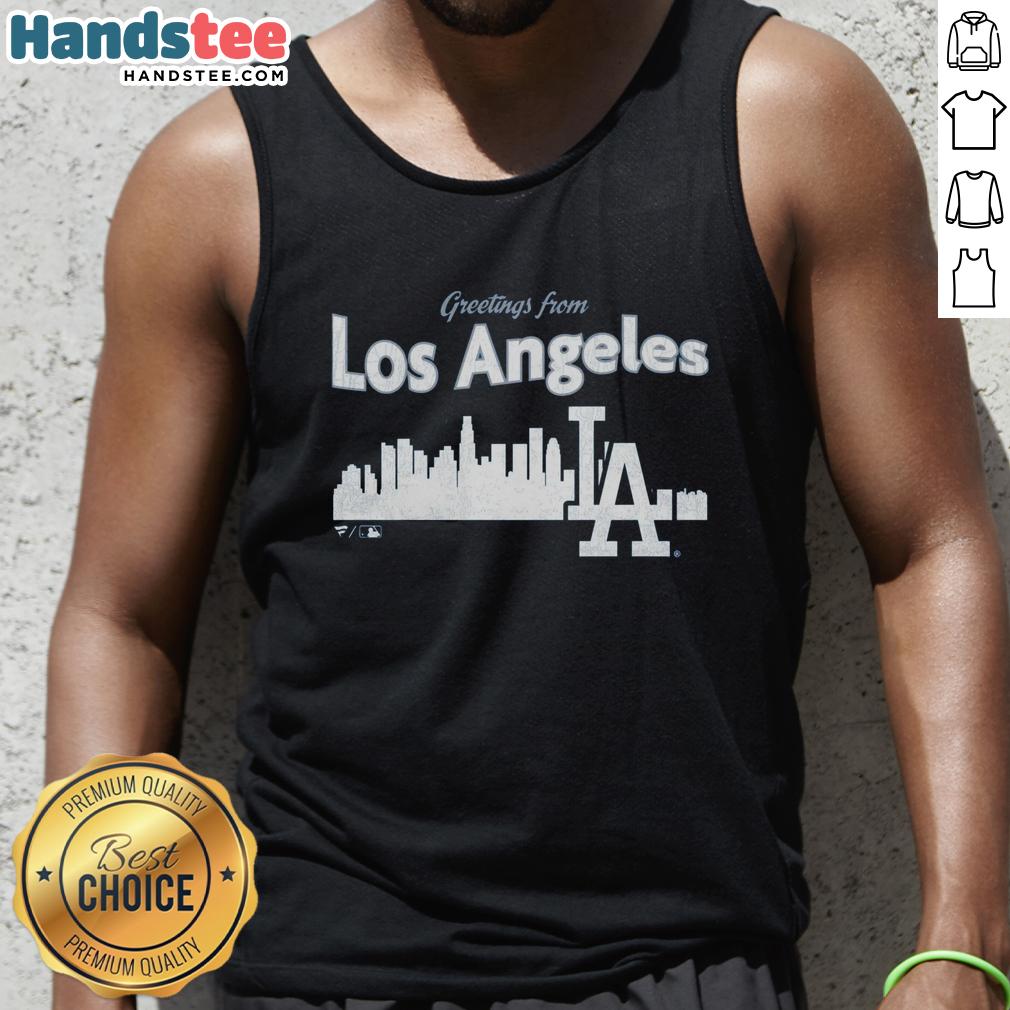 official-greetings-from-los-angeles-dodgers-tank-top Alt Text: Official Los Angeles Dodgers tank top featuring team logo and vibrant colors, perfect for fans and casual wear.