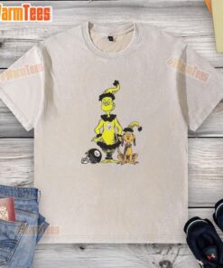 Official Grinch and Max X Pittsburgh Steelers Football Christmas T-Shirt featuring festive design for Steelers fans.