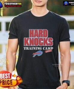 Official Hard Knocks Training Camp Buffalo Bills 2025 T-Shirt featuring team colors and logo, perfect for fans.