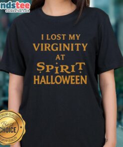 Alt Text: Official I Lost My Virginity At Apirit Halloween Ladies Tee featuring a fun Halloween-themed design for women.