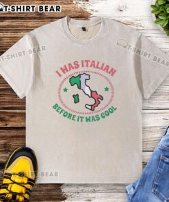 Official I Was Italian Before It Was Cool Map Washed T-Shirt featuring a vintage map design and stylish typography.