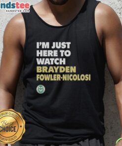 Brayden Fowler-Nicolosi wearing a Colorado State tank top, showcasing a casual style for fans and supporters.
