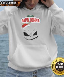 Official Jack Skellington X Pizza Papa John's Merry Christmas Hoodie featuring a festive design for fans and collectors.