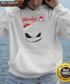 Official Jack Skellington X Wendy's Merry Christmas Hoodie featuring festive design and vibrant colors for holiday cheer.