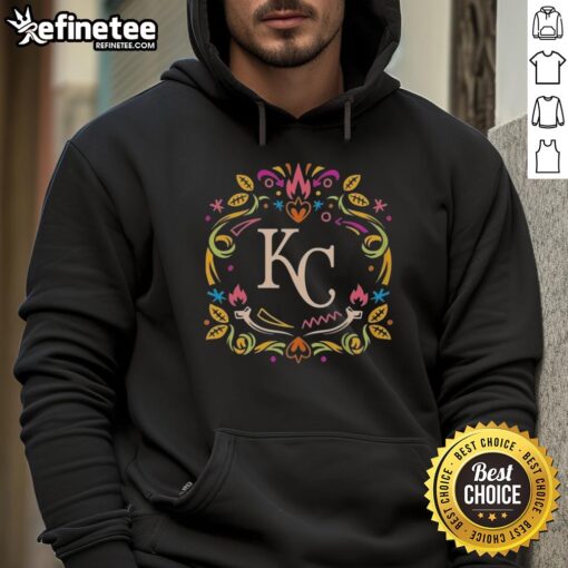 Alt Text: Official Kansas City Royals Dia de los Muertos MLB celebration hoodie featuring vibrant designs and team logo.