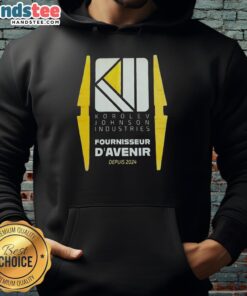 Alt Text: Official Korolev Johnson Industries hoodie, a stylish supplier of the future since 2024, featuring a modern design.