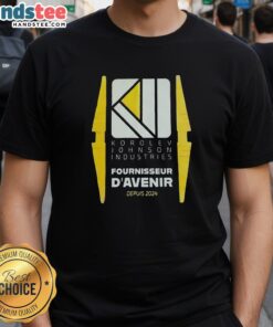 Alt Text: Official Korolev Johnson Industries T-Shirt, Fournisseur DAvenir Depuis 2024, showcasing modern design and branding.