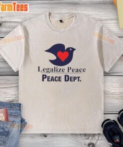 Official Legalize Peace washed t-shirt featuring a serene dove design, perfect for promoting love and peace.