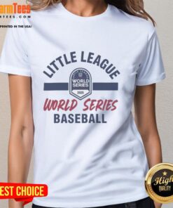Official Little League 2025 World Series Baseball ladies tee featuring vibrant design and comfortable fit for fans.