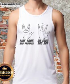 Official Live Long Vs Die Soon Hand Sign Tank Top featuring a bold design for fans of unique graphic apparel.