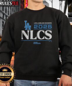 Official Los Angeles Dodgers 2025 Division Series Winner locker room sweatshirt featuring team logo and championship design.