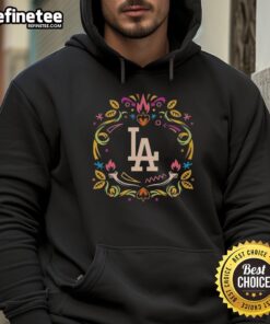 Alt Text: Official Los Angeles Dodgers Dia de los Muertos MLB Celebration Hoodie featuring vibrant designs and team logo.