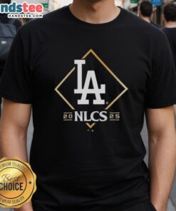 Official Los Angeles Dodgers NLCS Bound 2025 T-Shirt featuring team logo and vibrant colors, perfect for fans.