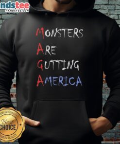Official Maga Monsters Are Gutting America Hoodie featuring bold graphics and vibrant colors for a statement look.
