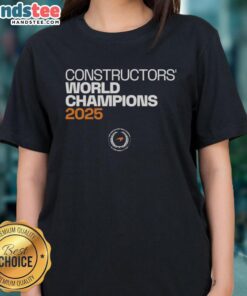 Official McLaren Constructors Champions 2025 Ladies Tee featuring stylish design and team logo for motorsport fans.
