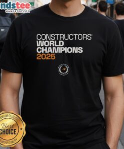 Official McLaren Constructors' Champions 2025 T-Shirt featuring bold logo and vibrant design for racing fans.