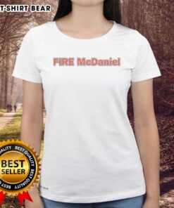Official Miami Dolphins Fire Mike McDaniel Ladies Tee featuring vibrant team colors and logo for female fans.