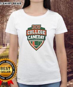 Official Miami Hurricanes Football 305 College Caneday Ladies Tee in vibrant orange, perfect for game day attire.