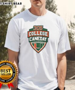 Official Miami Hurricanes Football 305 College Caneday T-Shirt featuring team colors and logo, perfect for fans.