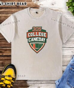 Alt Text: Official Miami Hurricanes Football 305 College Caneday Washed T-Shirt for fans of Miami Hurricanes sports apparel.
