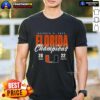 Official Miami Hurricanes vs. Florida State Seminoles 2025 State Champions Score T-Shirt design featuring team logos.