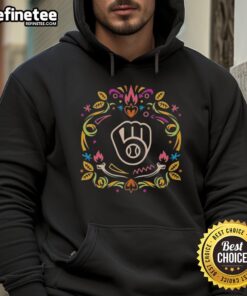 Official Milwaukee Brewers Dia de los Muertos MLB Celebration Hoodie showcasing vibrant colors and festive designs.